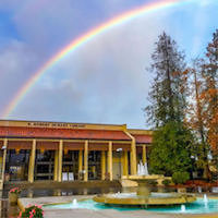 rainbow over library