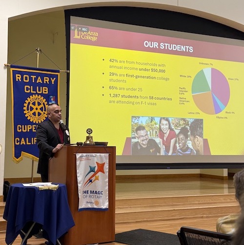 President Torres speaking to Rotary Club