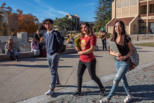 Students walking in the Sunken Garden