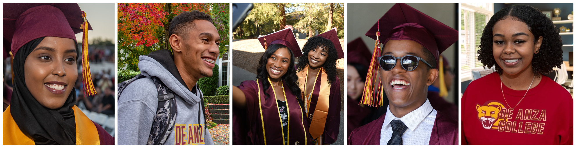 images of black students in grad gear and on campus